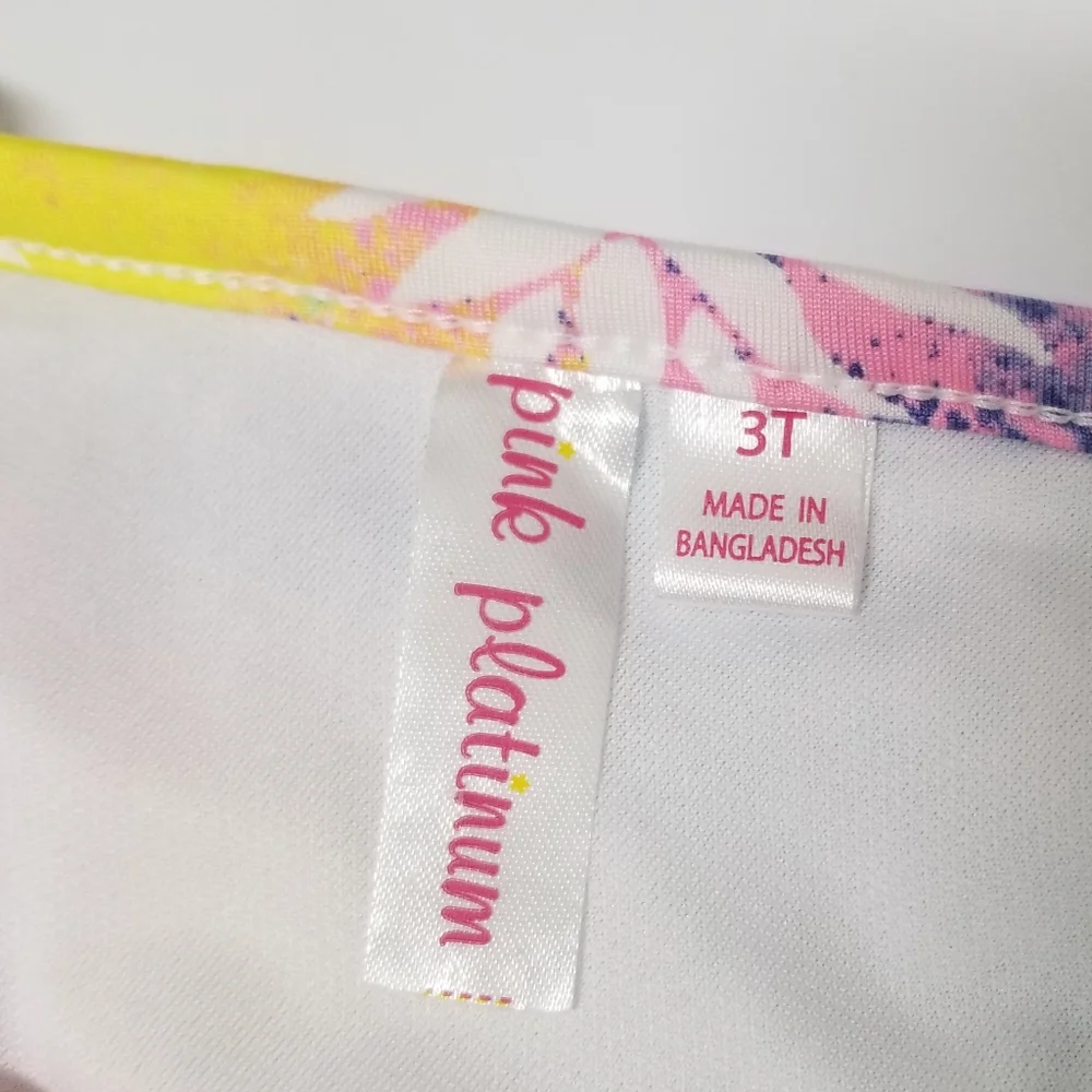 Pink Platinum UPF50 Quick Dry One-Piece Swimsuit Tye Dye Pink Pineapple Print 3T